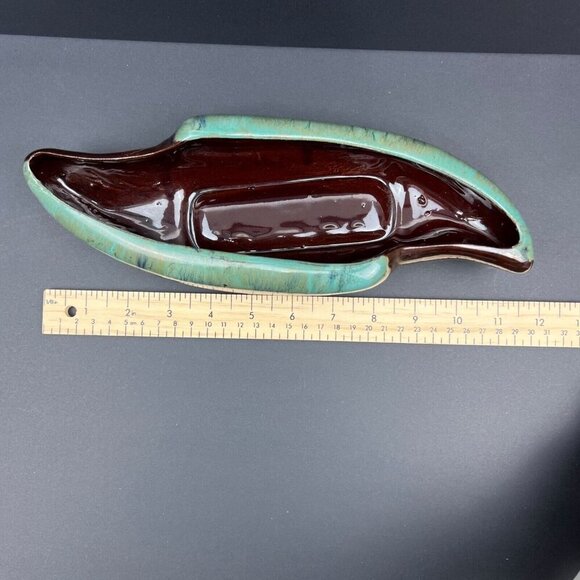 Vintage Drip Glaze Planter Brown Turquoise Aqua Blue Redware Pottery - Picture 7 of 7